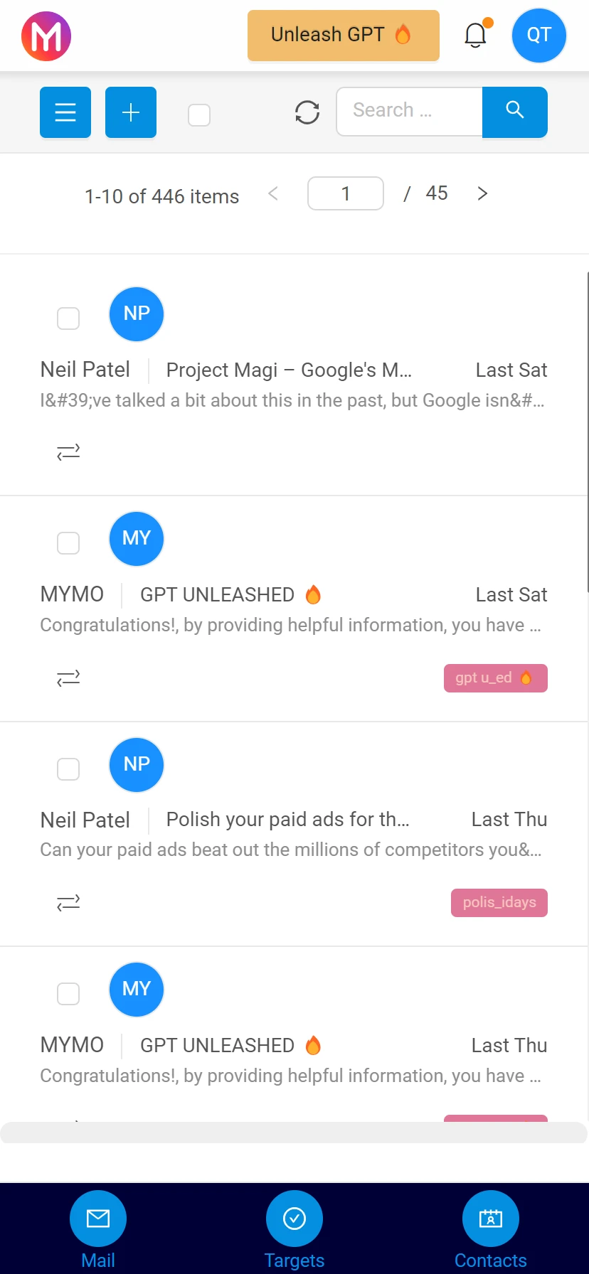 Desktop View of MyMo Communication Features